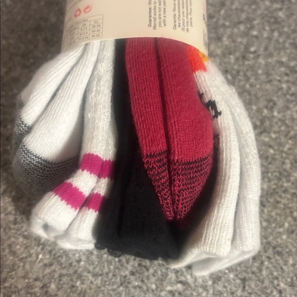 Merrell Recycled Everyday Crew Socks Unisex Adults Size S/M Pink 3 Pack Blk